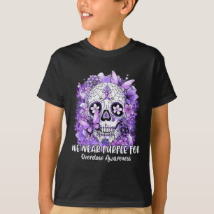 Skull Vi Bära Lila för ökad medvetenhet om överdos T Shirt