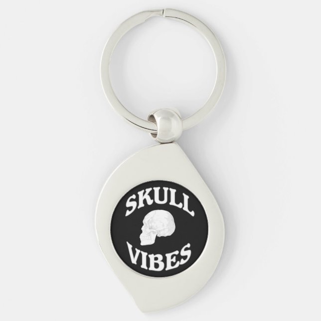 Skull vibes swirl silverfärgad nyckelring (Framsidan)