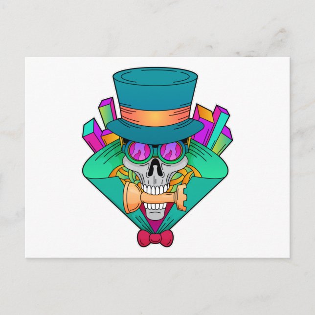 Skull vid Chess med Chess biet Rook Vykort (Framsida)