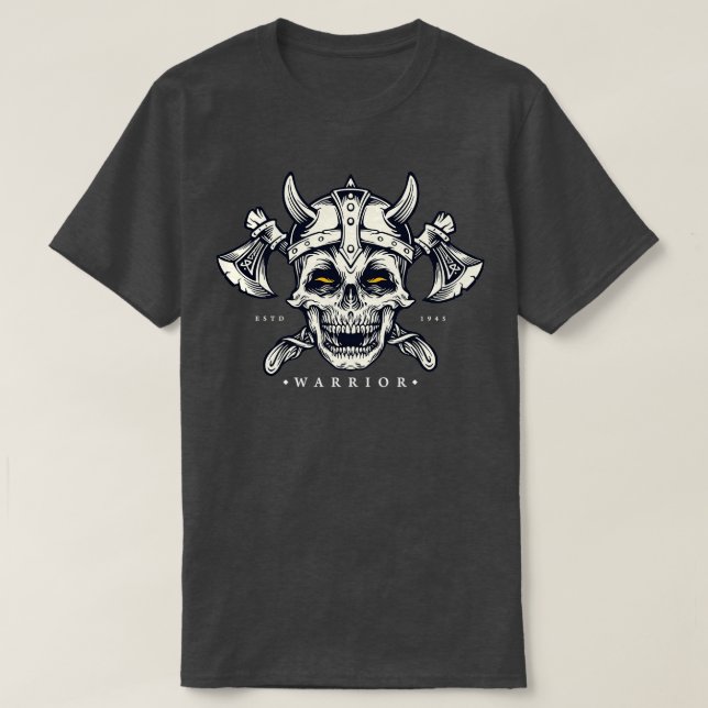 Skull Viking Warrior med Ax och Helmet Viking Sc T Shirt (Design framsida)