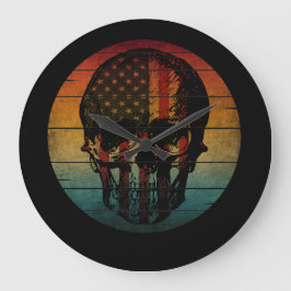 SKULL VINTAGE AMERICAN FLAG GIFT STOR KLOCKA