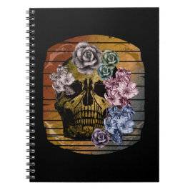 SKULL VINTAGE BLOMMIGT ANTECKNINGSBOK