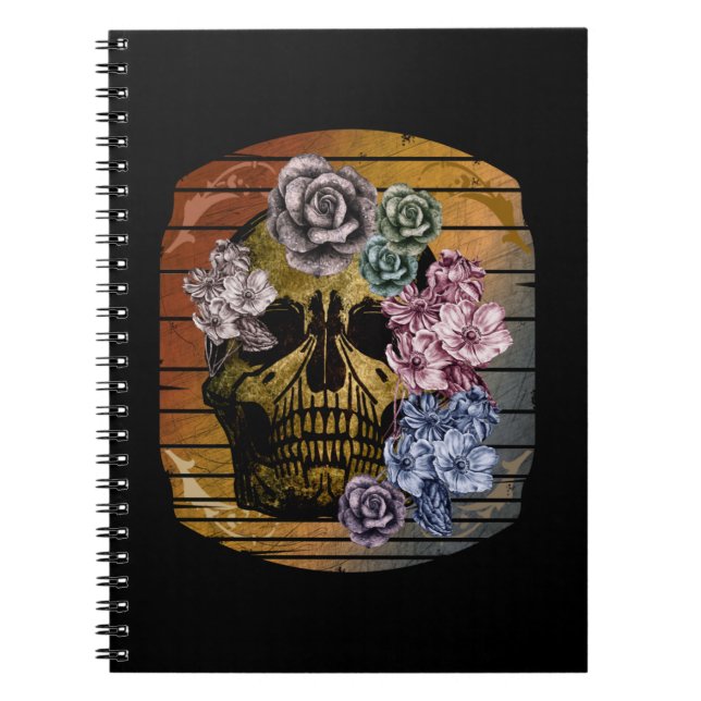 SKULL VINTAGE BLOMMIGT ANTECKNINGSBOK (Framsidan)