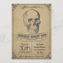 Skull Vintage Halloween-inbjudan Inbjudningar