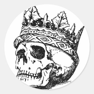 Skull Wearing Krona, Kung, Hamlet Runt Klistermärke