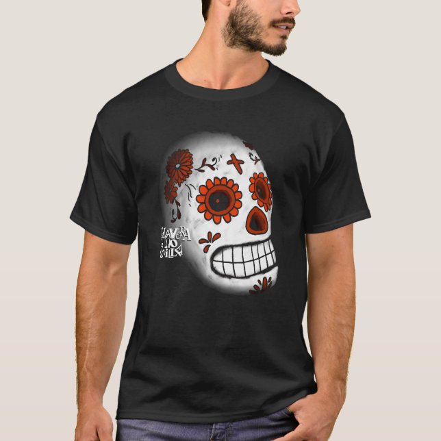 Skull white and flowes t shirt (Framsida)
