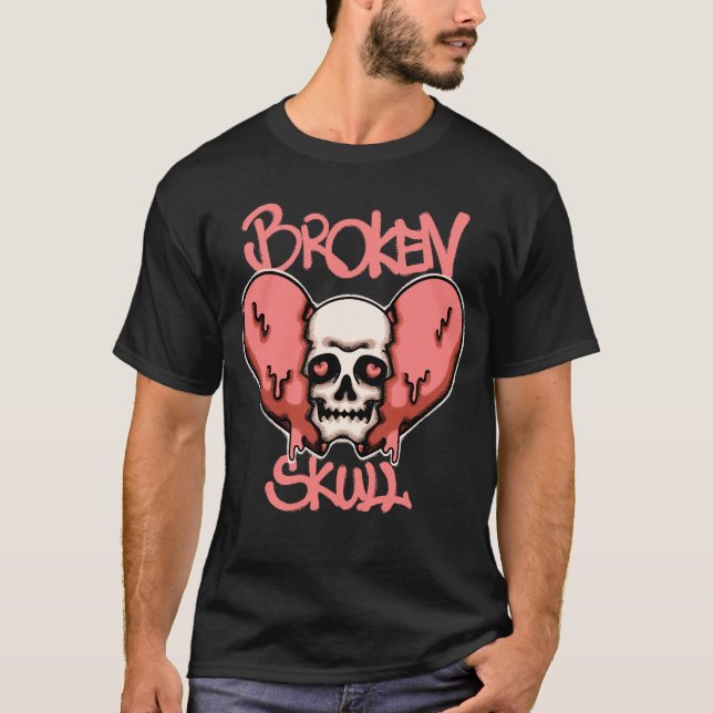 Skull with Dripping Broken streetwear  T Shirt (Framsida)