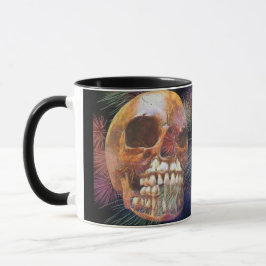Skull with fireworks mugg