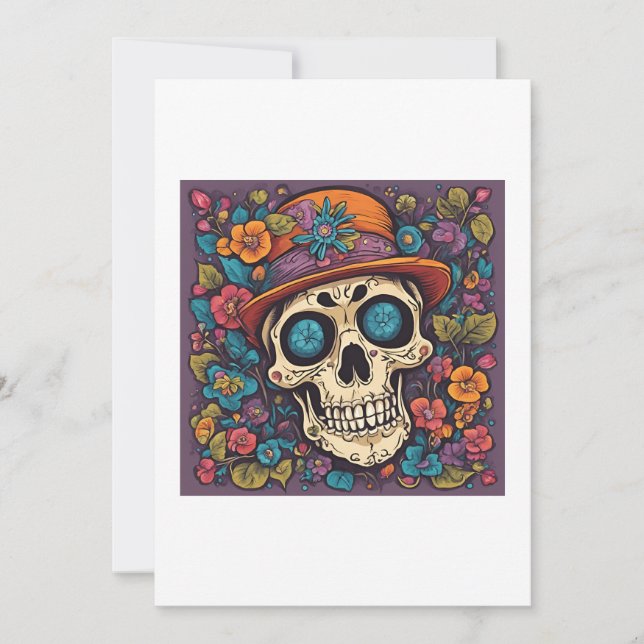 skull with flowers inbjudningar (Framsida)