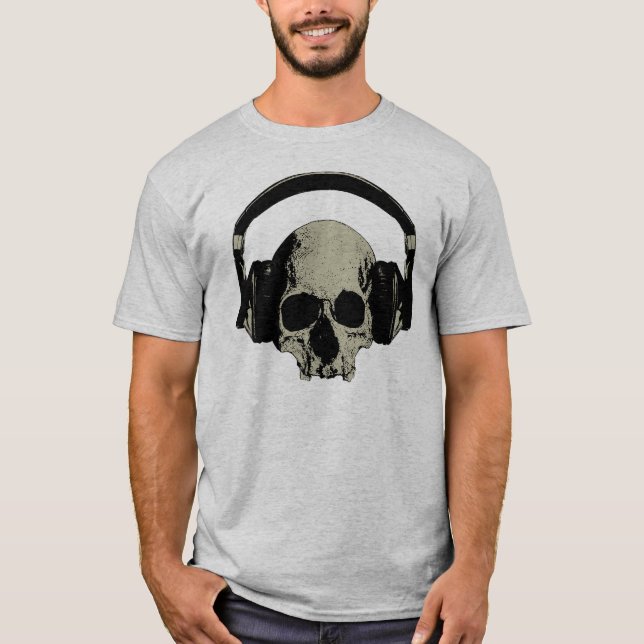 skull with headphones t-shirt (Framsida)