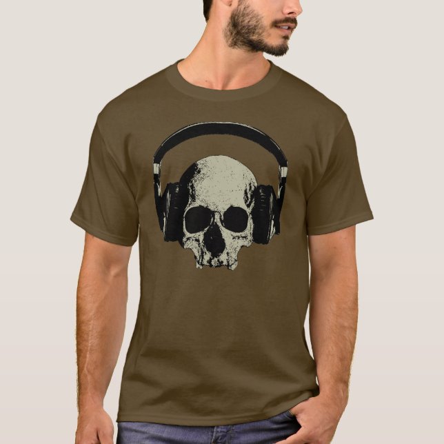 skull with headphones tee shirt (Framsida)