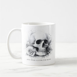 Skull with roses watercolor painting kaffemugg