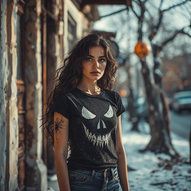 skull with sharp teeth and glaring eyes,halloween t shirt (Skapare uppladdad)