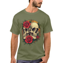 Skulla Ansikte med Röd ros