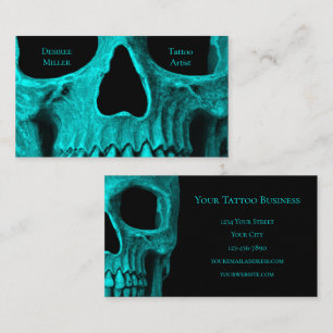 Skulla stäng den gotiska Mörken Teal Black Tatto S Visitkort