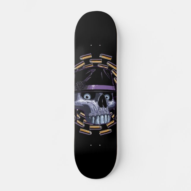Skulla teckningsdesign mini skateboard bräda 18,5 cm (Framsida)