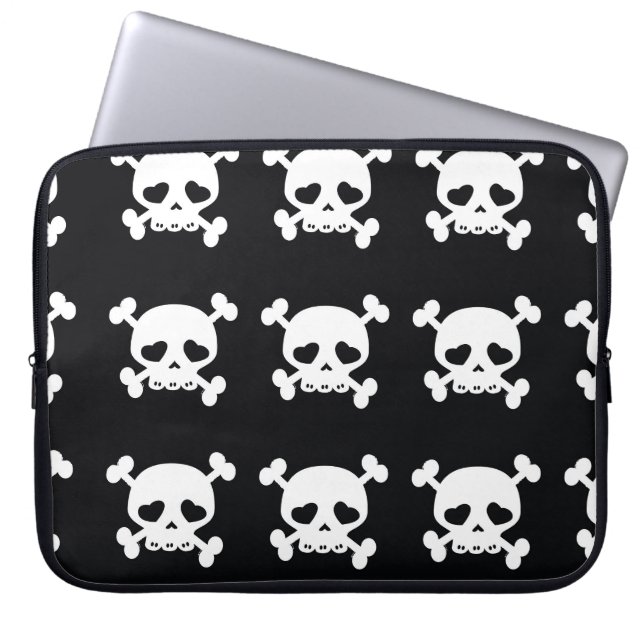 Skullben: Svartvit Mönster. Laptop Fodral (Framsidan)