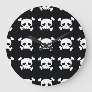 Skullben: Svartvit Mönster. Stor Klocka