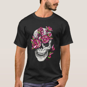Skullblommig Blommigt Bone Ro Skeleton Coola Goth T Shirt