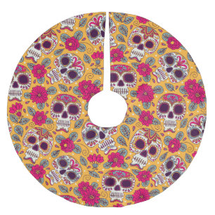 Skullblommor: Bakgrund för mexikanska dagar Julgransmatta Borstad Polyester
