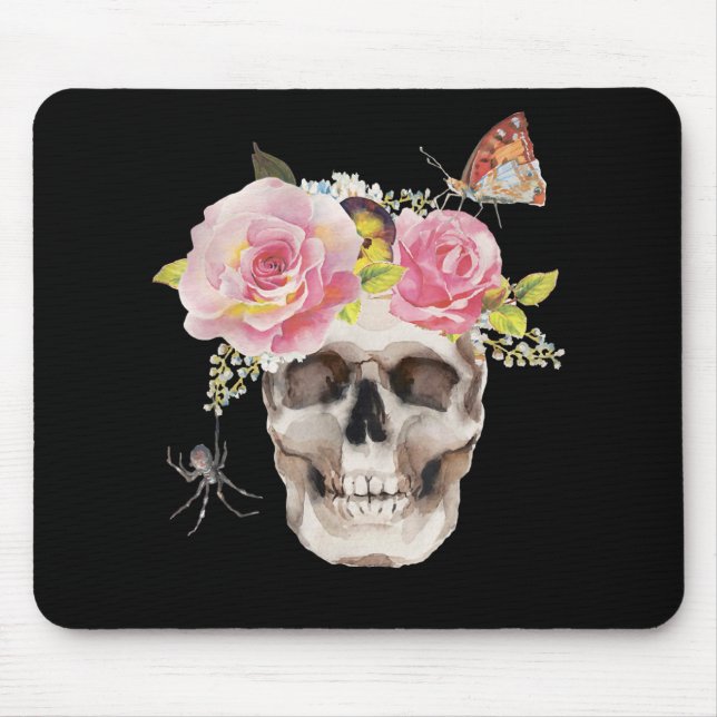 Skullblommor Butterfly Spider Halloween Gift Musmatta (Framsidan)