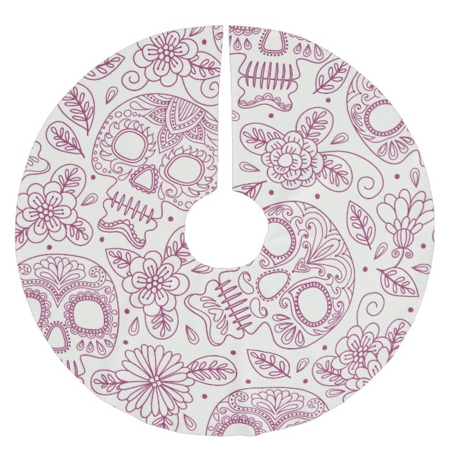 Skullblommor: Den mexikanska dagen är sömlös. Julgransmatta Borstad Polyester (Framsidan)