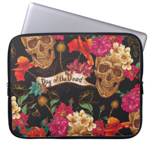 Skullblommor Dold-bakgrund Laptop Fodral