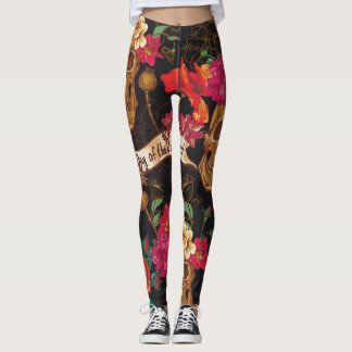 Skullblommor Dold-bakgrund Leggings