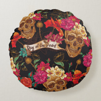 Skullblommor Dold-bakgrund Rund Kudde