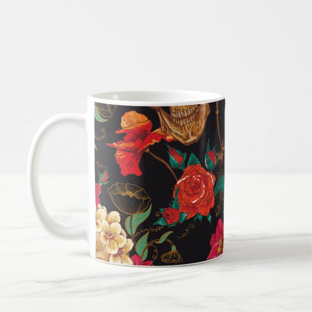 Skullblommor: Sömlös Mörk - bakgrund. Kaffemugg (Vänster)