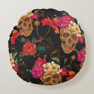 Skullblommor: Sömlös Mörk - bakgrund. Rund Kudde