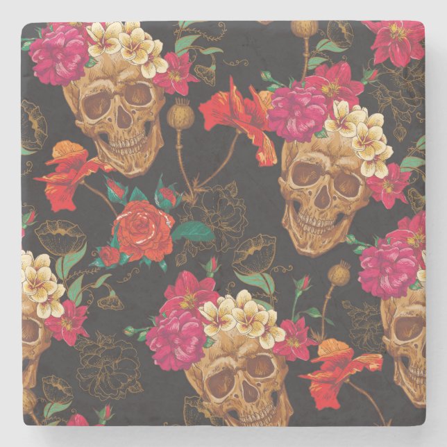 Skullblommor: Sömlös Mörk - bakgrund. Stenunderlägg (Framsidan)