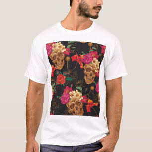 Skullblommor: Sömlös Mörk - bakgrund. T Shirt
