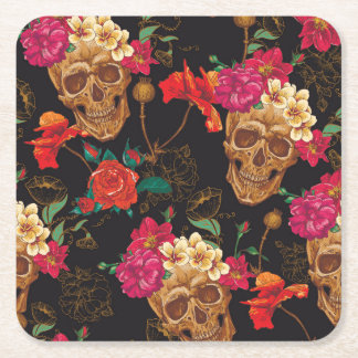 Skullblommor: Sömlös Mörk - bakgrund. Underlägg Papper Kvadrat