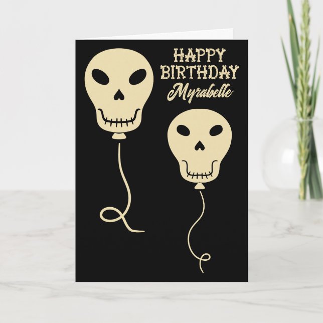 Skullbubblor Personlig Goth Birthday Kort (Framsida)