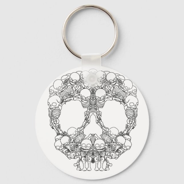 Skulldesign - Döskallarnas pyramid Nyckelring (Framsida)