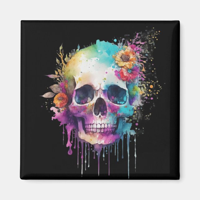 Skulldesign med färgstarka stänk magnet (Framsidan)