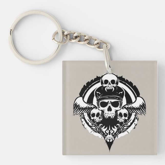 Skulldesign med Vingar och symboler (Framsidan)