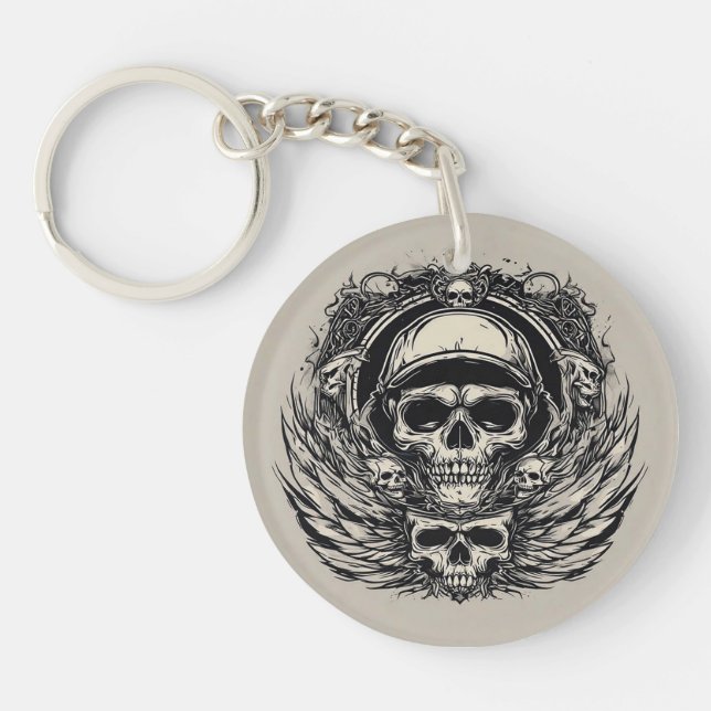 Skulldesign med Vingar och symboler (Framsidan)