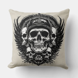 Skulldesign med Vingar och symboler Kudde
