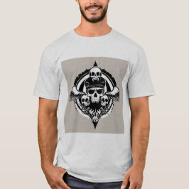 Skulldesign med Vingar och symboler T Shirt