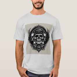Skulldesign med Vingar och symboler T Shirt