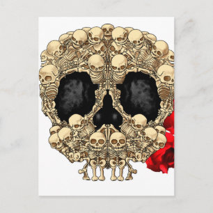 Skulldesign - pyramid för Döskallar och Rosor Vykort