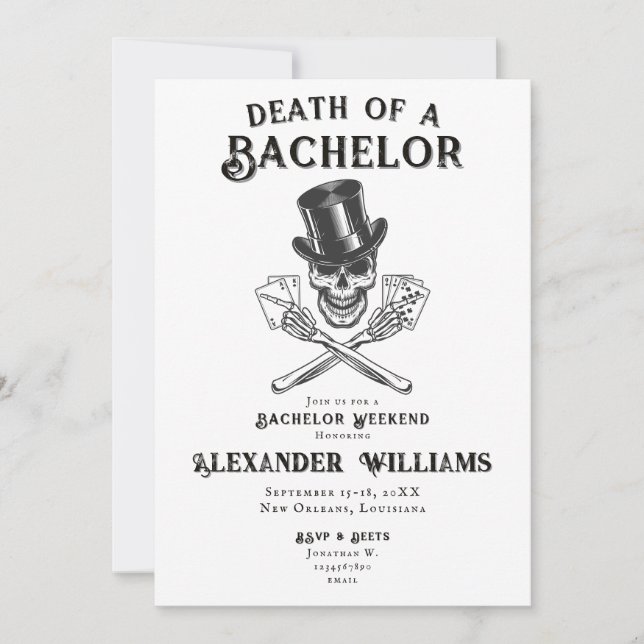 Skulldöd hos ett Bachelor Poker Bachelor Party Inbjudningar (Framsida)