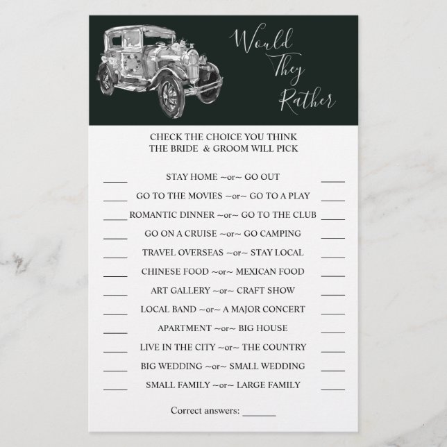 Skulle de hellre spela upp spelkortet i Bröllop? Flygblad (Framsidan)