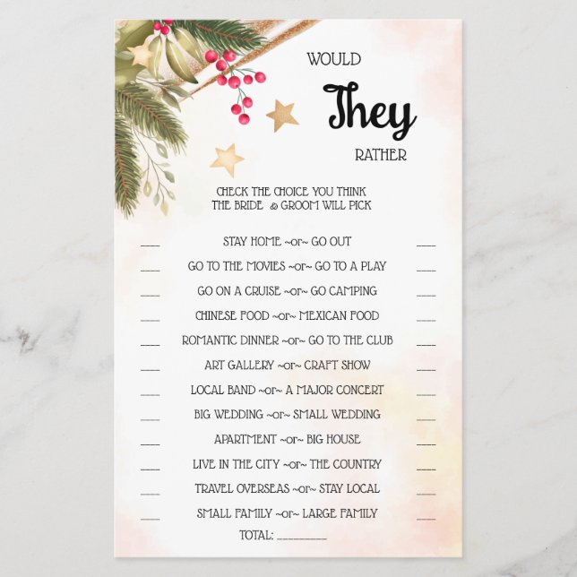 Skulle de hellre vara juldusch? Game Card Flyer (Framsidan)