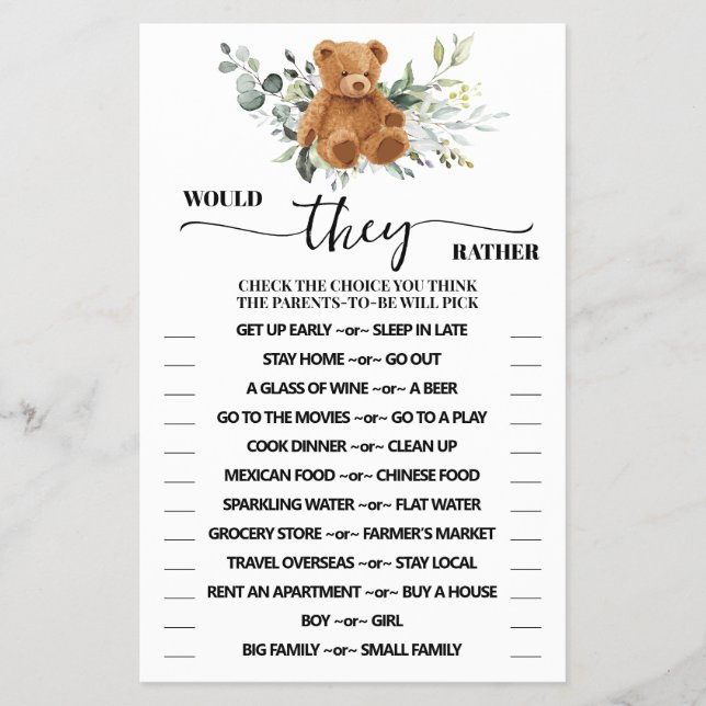 Skulle de snarare bära ett greeneri Shower Game Ca Flygblad (Framsidan)