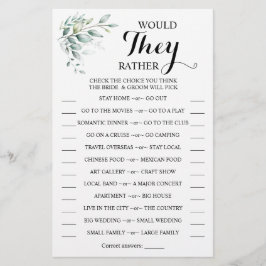 Skulle de snarare vara eukalyptus Shower Game Card Flygblad