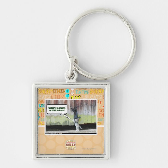 Skulle det inte var lättare fyrkantig silverfärgad nyckelring (Framsidan)