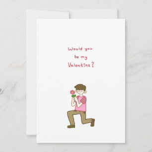 Skulle du vara min Valentine? En pojke med blomma Julkort